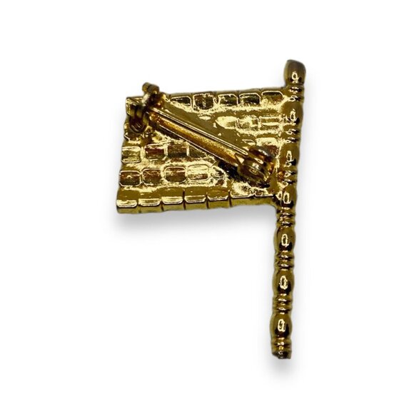 USA Rhinestone Flag Brooch Pin in Gold Tone - Picture 4 of 4
